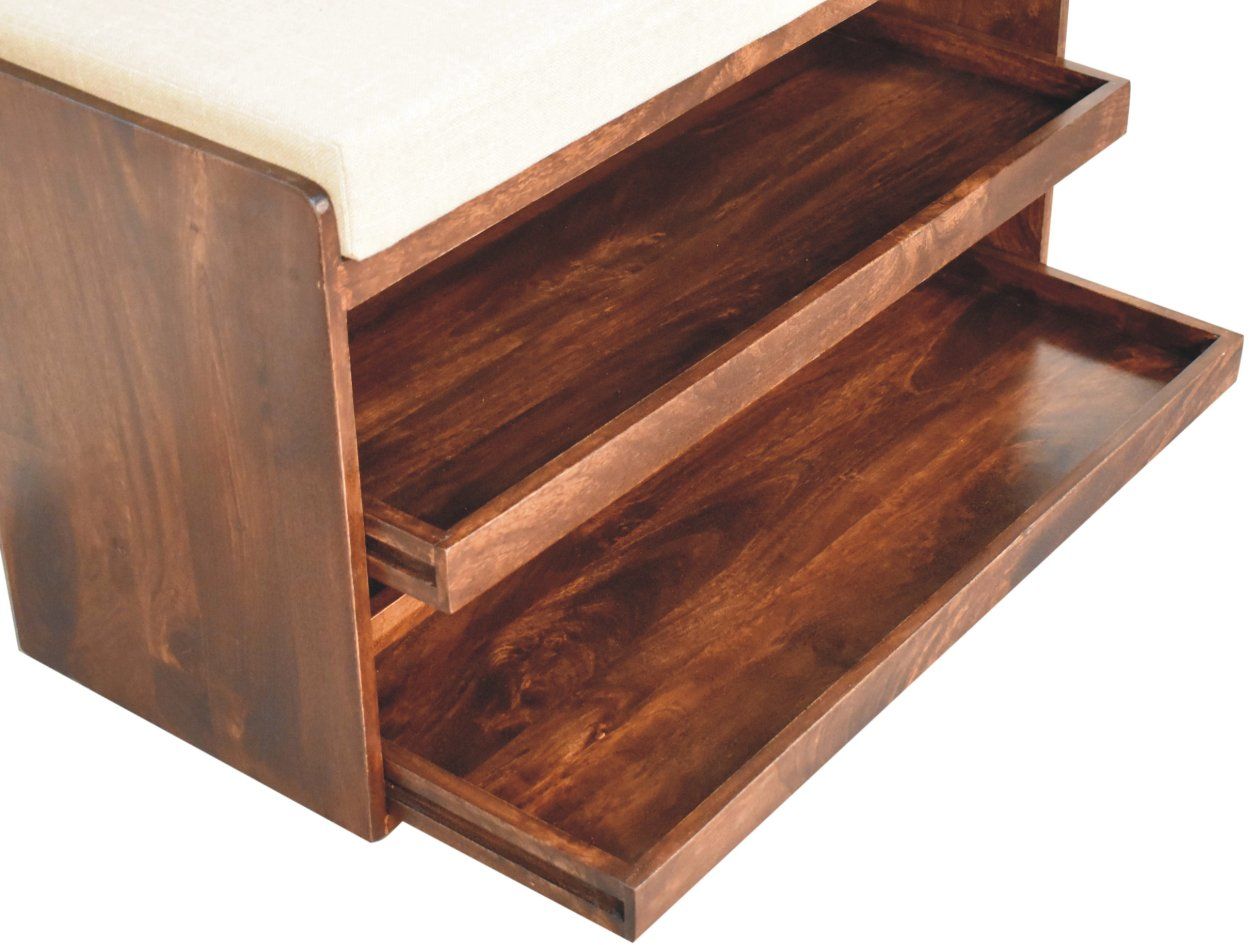 Artisan - California Walnut & Mud Linen Pull Out Shoe Bench