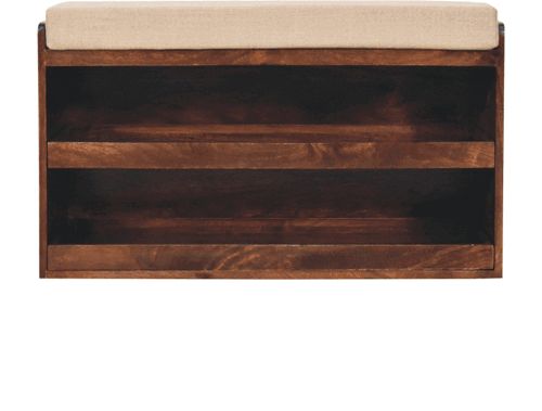 Artisan - California Walnut & Mud Linen Pull Out Shoe Bench