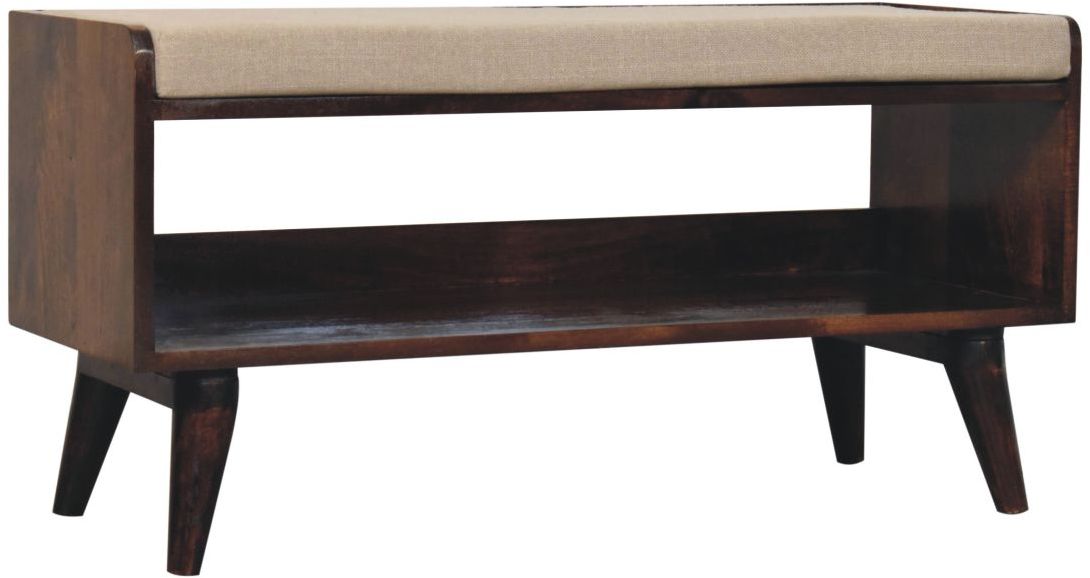 Artisan - California Walnut Bench With Mud Linen Seat Pad