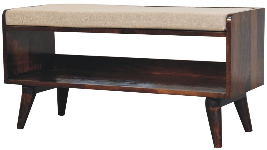 Artisan - California Walnut Bench With Mud Linen Seat Pad