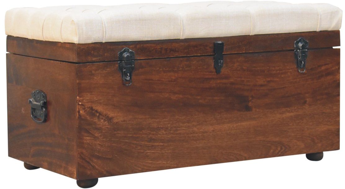 Artisan - California Walnut White Linen Storage Trunk