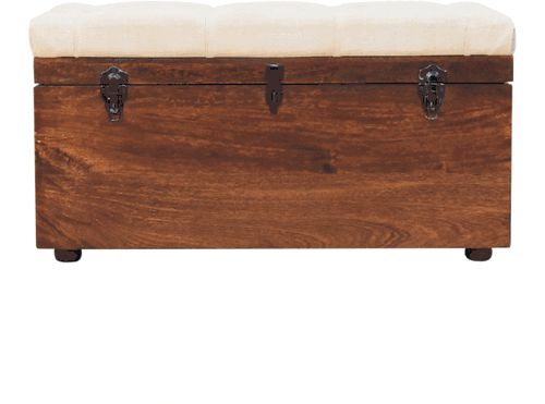 Artisan - California Walnut White Linen Storage Trunk