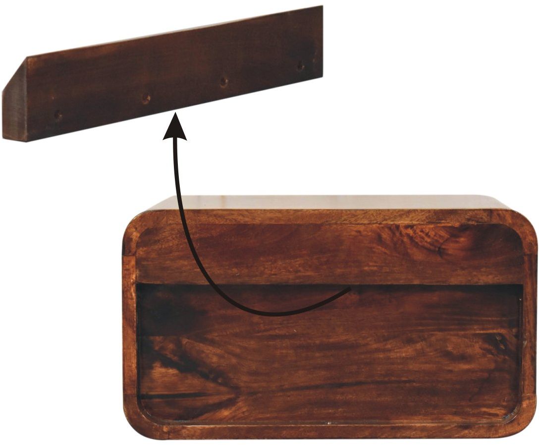Artisan - Curved California Walnut Wall Mounted Bedside