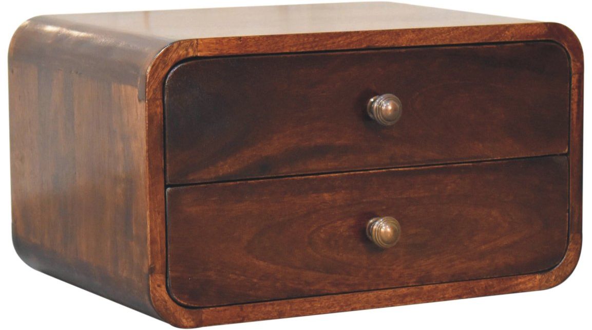Artisan - Curved California Walnut Wall Mounted Bedside