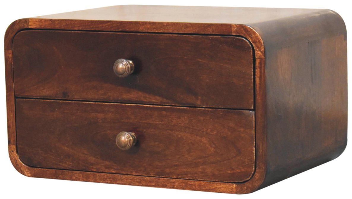 Artisan - Curved California Walnut Wall Mounted Bedside