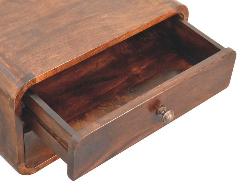 Artisan - Curved California Walnut Wall Mounted Bedside