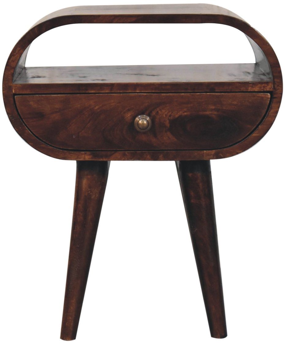 Artisan - California Walnut Circular Bedside With Open Slot
