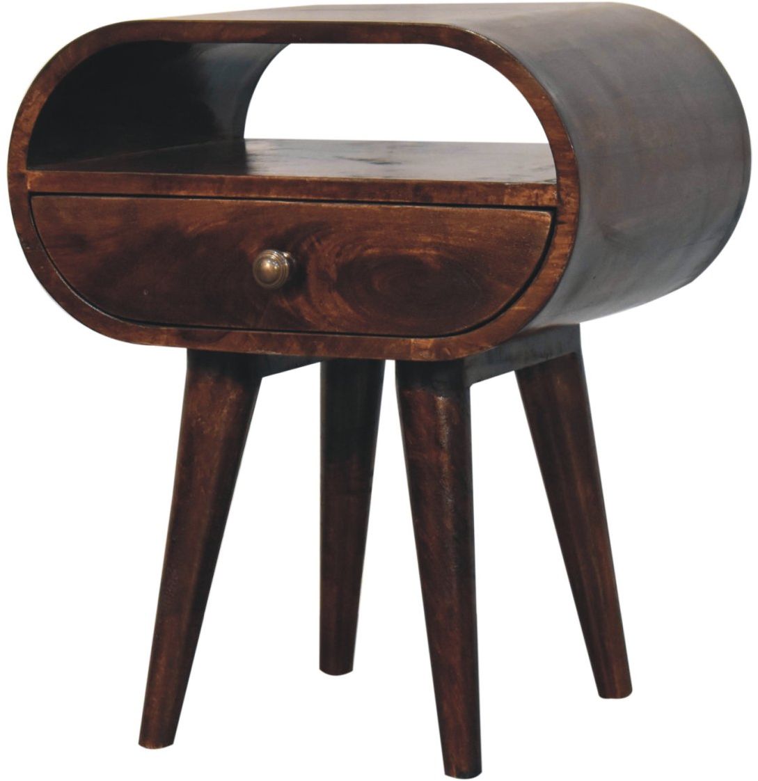 Artisan - California Walnut Circular Bedside With Open Slot