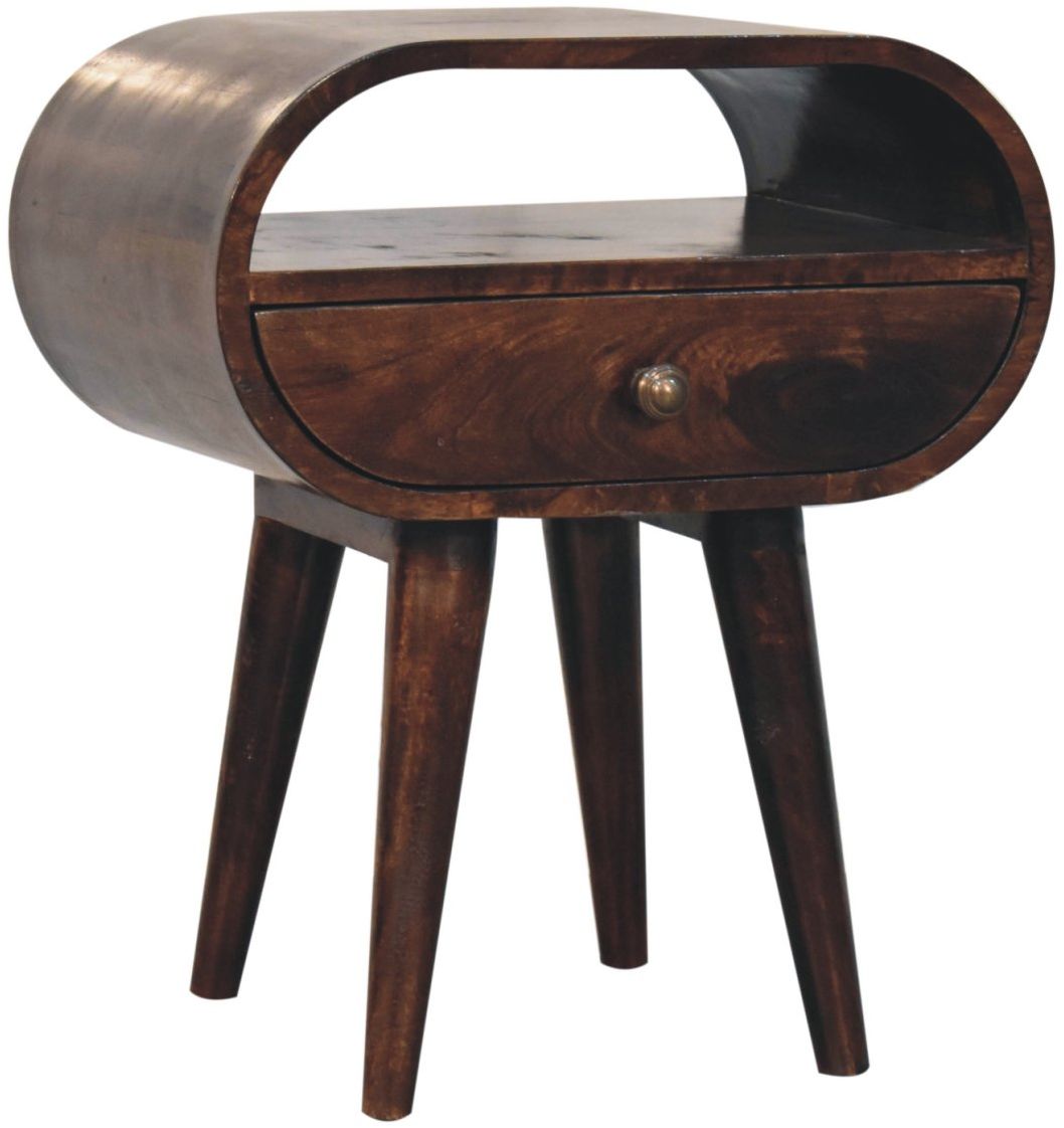 Artisan - California Walnut Circular Bedside With Open Slot