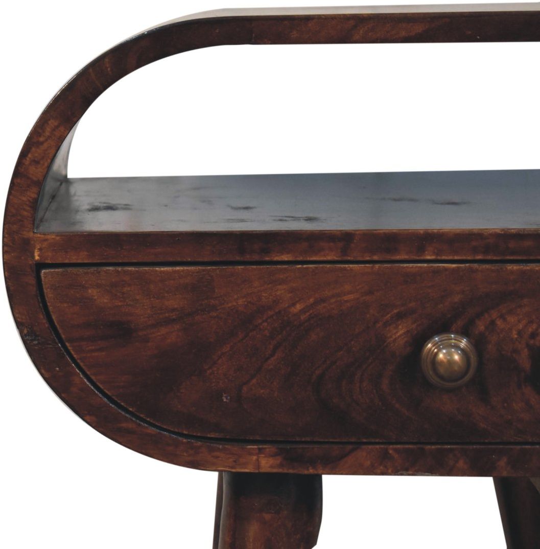 Artisan - California Walnut Circular Bedside With Open Slot