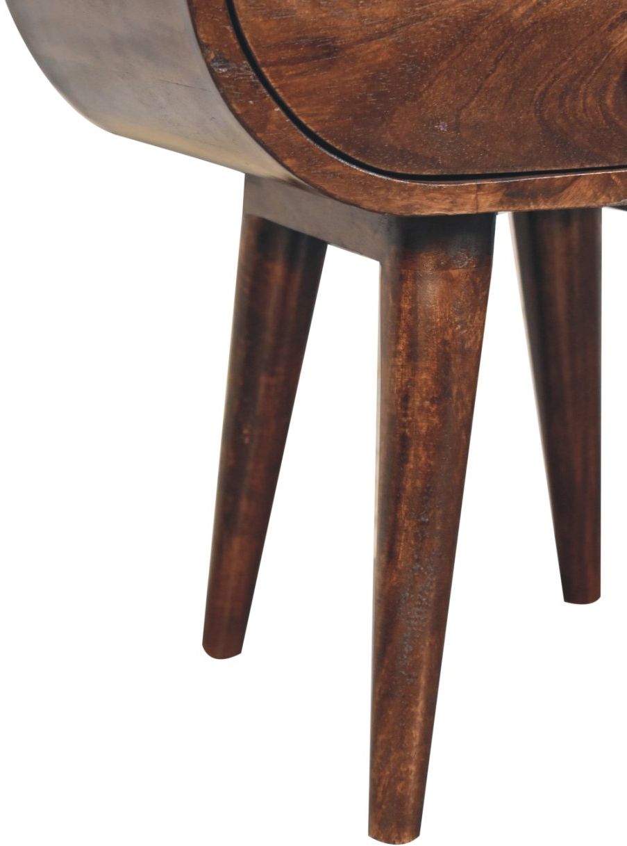 Artisan - California Walnut Circular Bedside With Open Slot