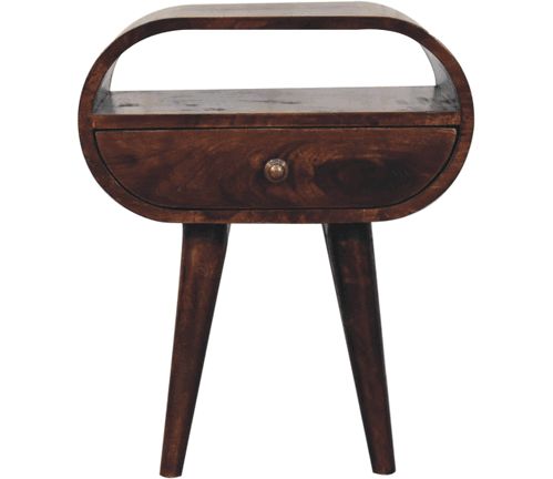 Artisan - California Walnut Circular Bedside With Open Slot