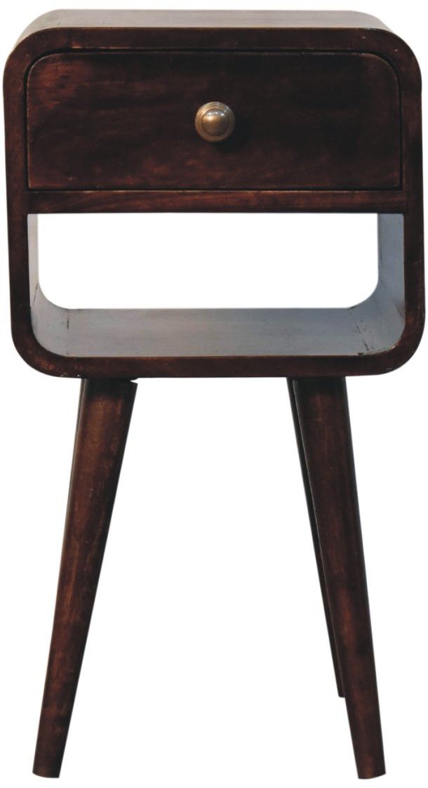Artisan - Mini California Walnut Curved Bedside With Lower Slot