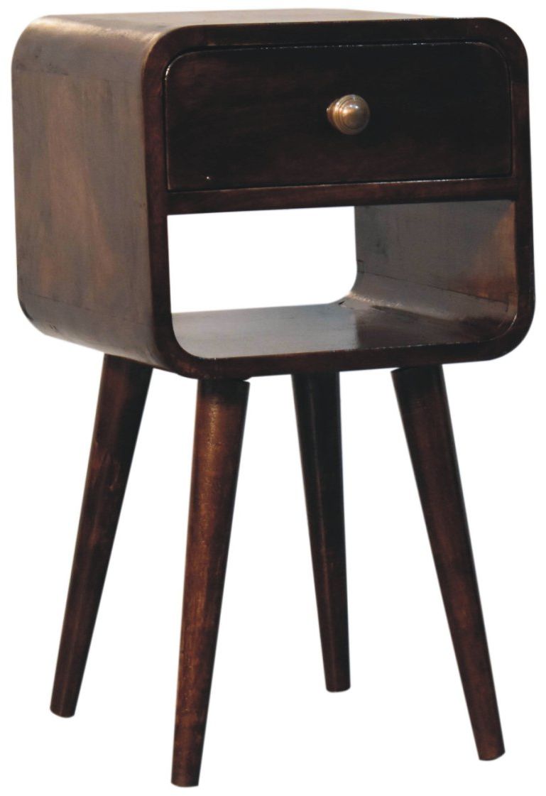 Artisan - Mini California Walnut Curved Bedside With Lower Slot