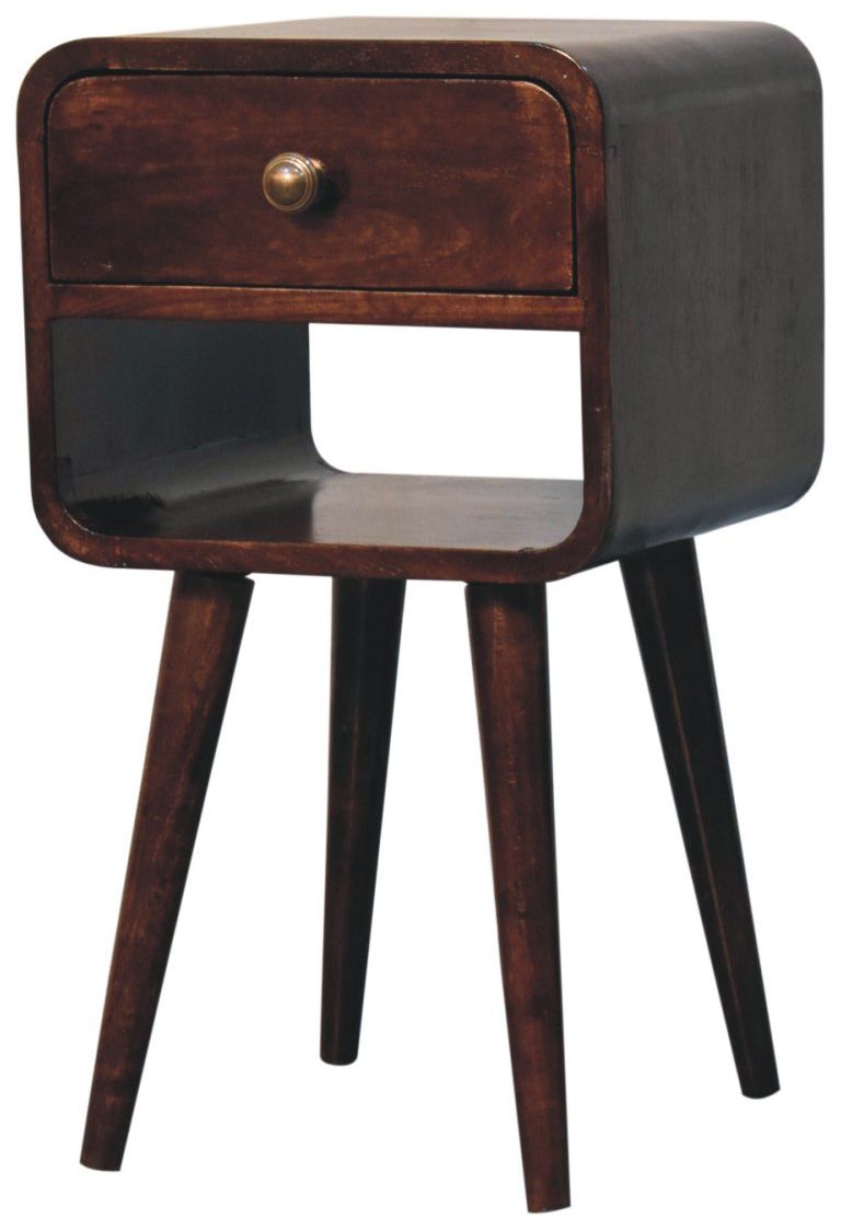 Artisan - Mini California Walnut Curved Bedside With Lower Slot