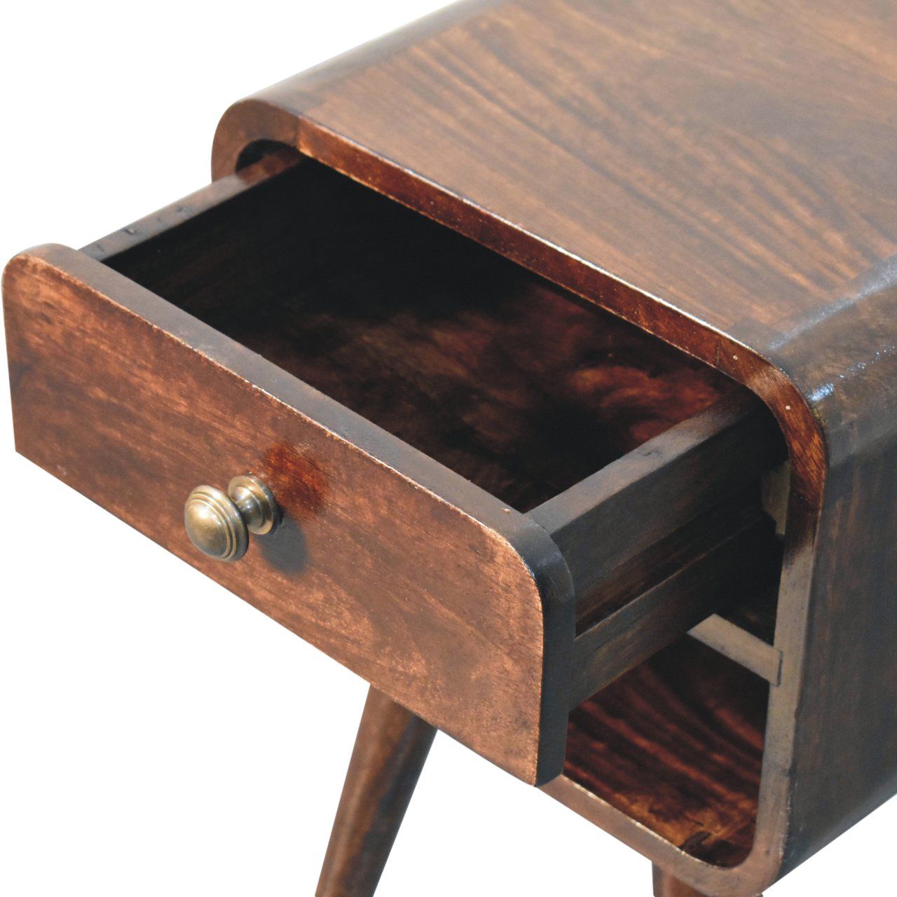 Artisan - Mini California Walnut Curved Bedside With Lower Slot