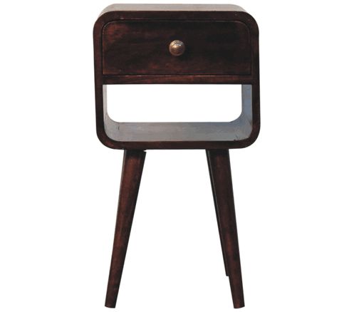 Artisan - Mini California Walnut Curved Bedside With Lower Slot