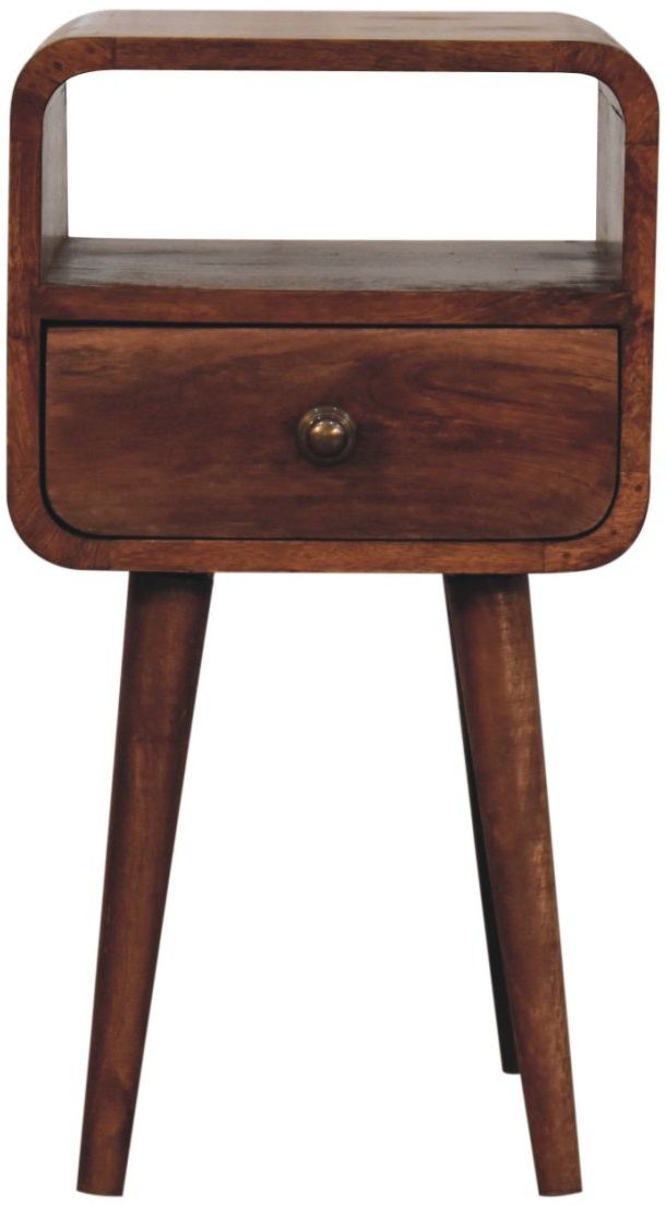 Artisan - Mini Honey Caramel Curved Bedside With Open Slot