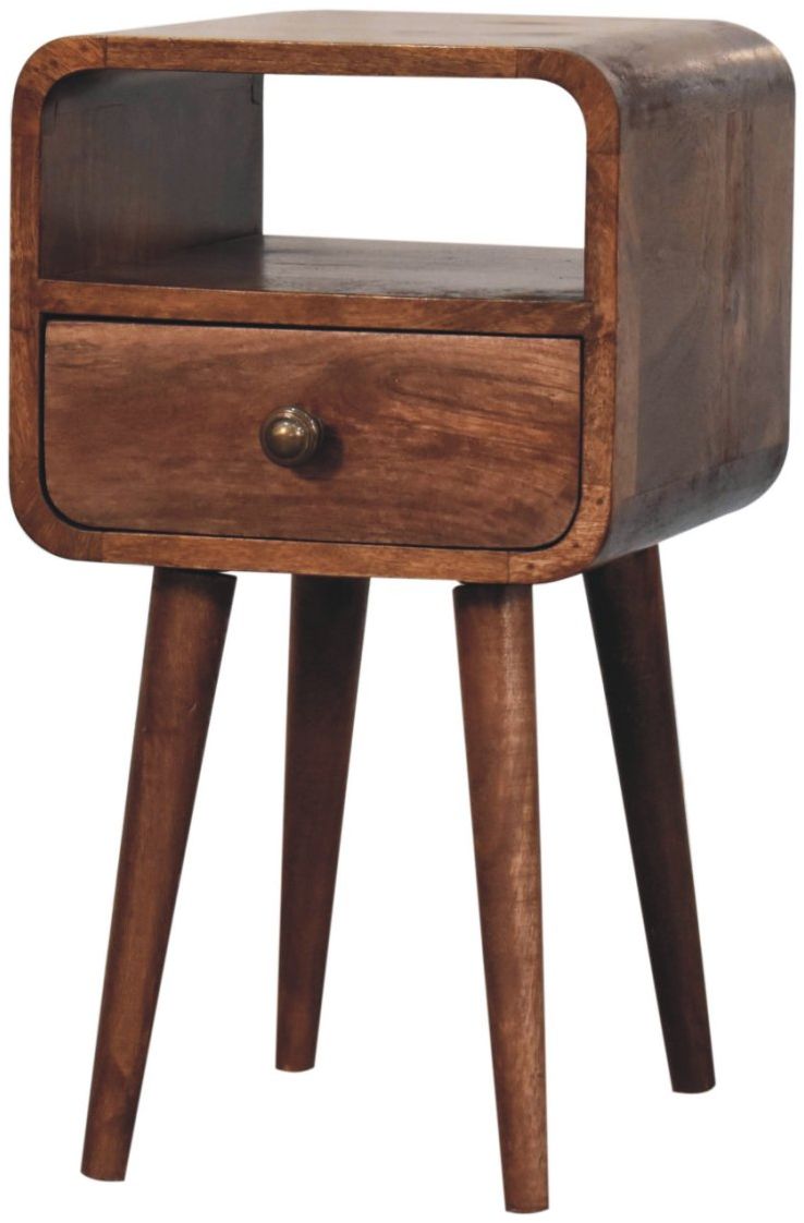 Artisan - Mini Honey Caramel Curved Bedside With Open Slot