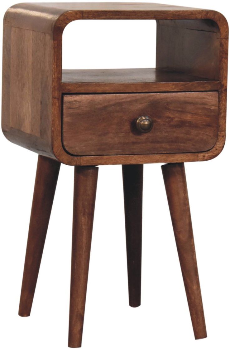 Artisan - Mini Honey Caramel Curved Bedside With Open Slot