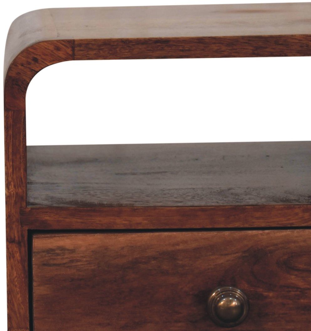 Artisan - Mini Honey Caramel Curved Bedside With Open Slot