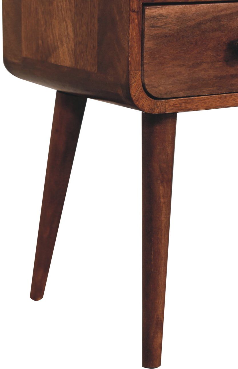 Artisan - Mini Honey Caramel Curved Bedside With Open Slot