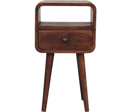 Artisan - Mini Honey Caramel Curved Bedside With Open Slot