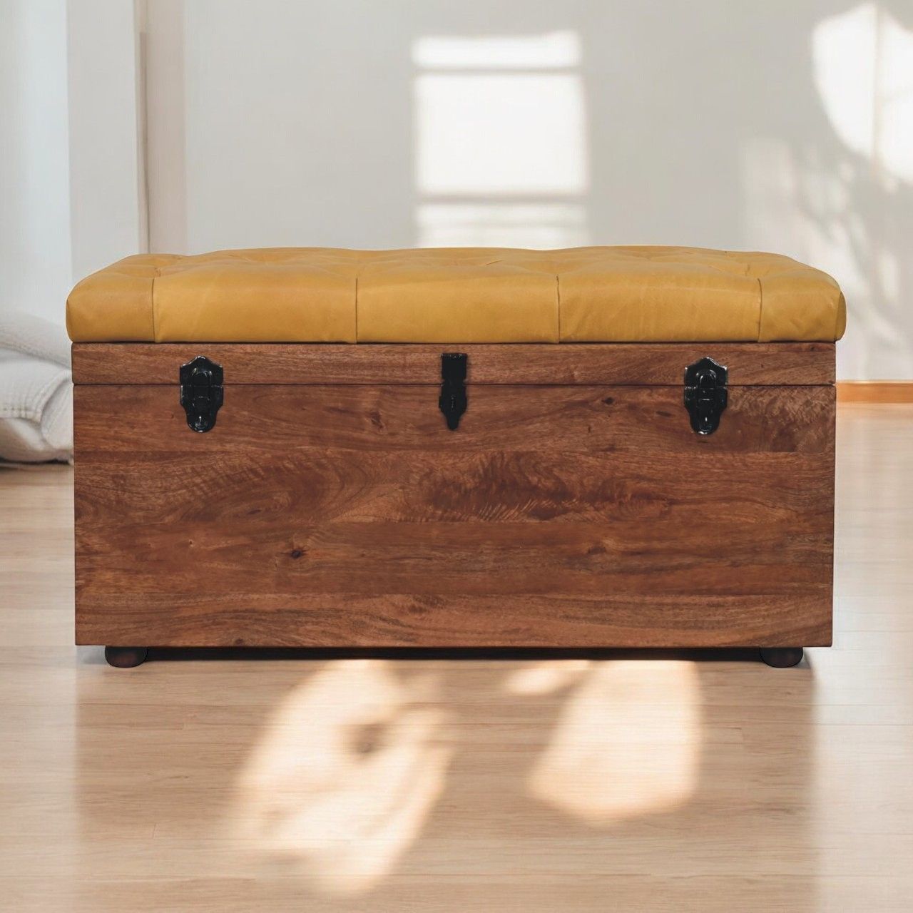 Artisan - Buffalo Hide Honey Caramel Storage Trunk