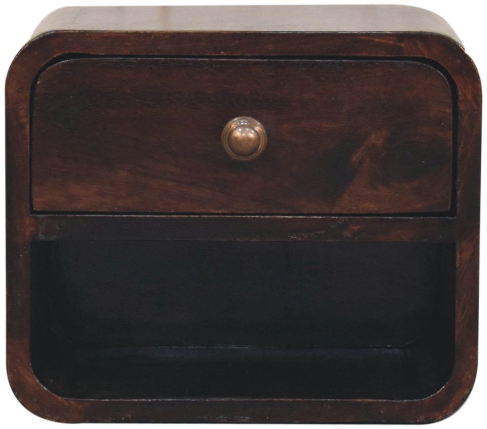 Artisan - Mini Curved California Walnut Wall Mounted Bedside With Open Slot