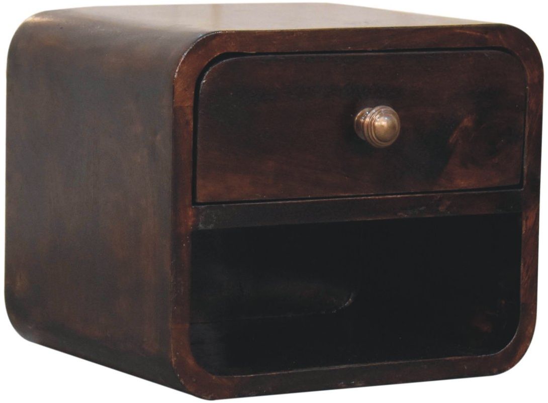Artisan - Mini Curved California Walnut Wall Mounted Bedside With Open Slot