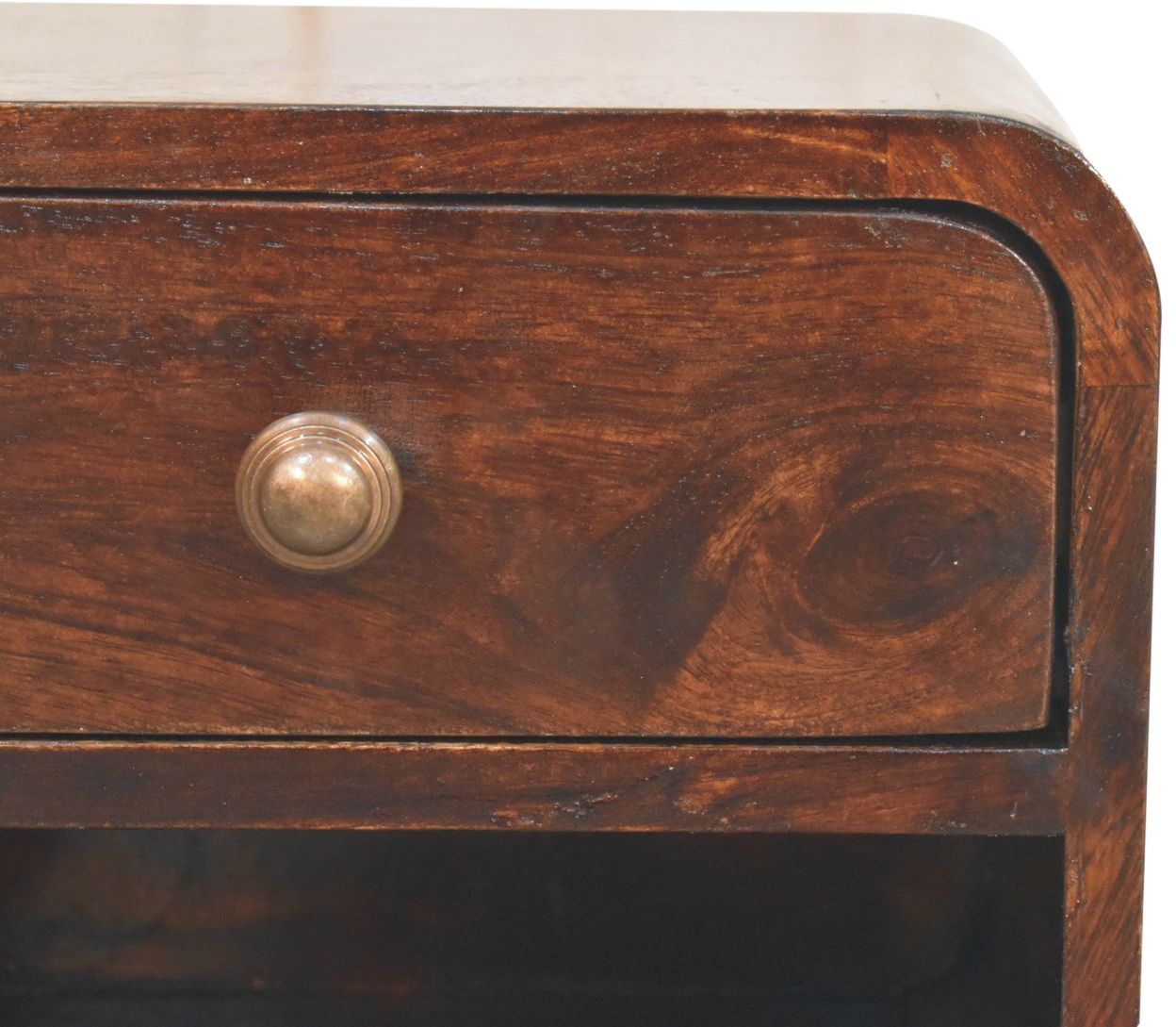 Artisan - Mini Curved California Walnut Wall Mounted Bedside With Open Slot