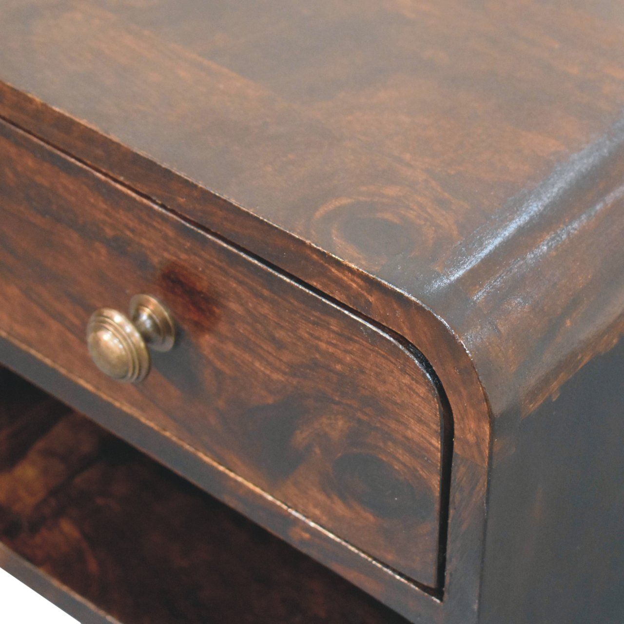 Artisan - Mini Curved California Walnut Wall Mounted Bedside With Open Slot