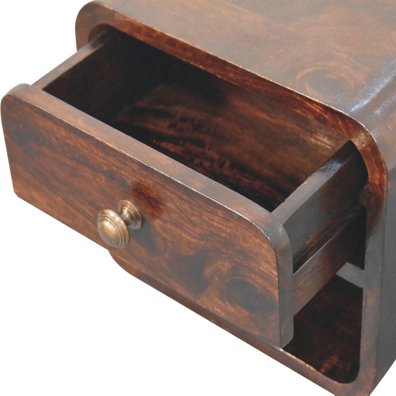 Artisan - Mini Curved California Walnut Wall Mounted Bedside With Open Slot