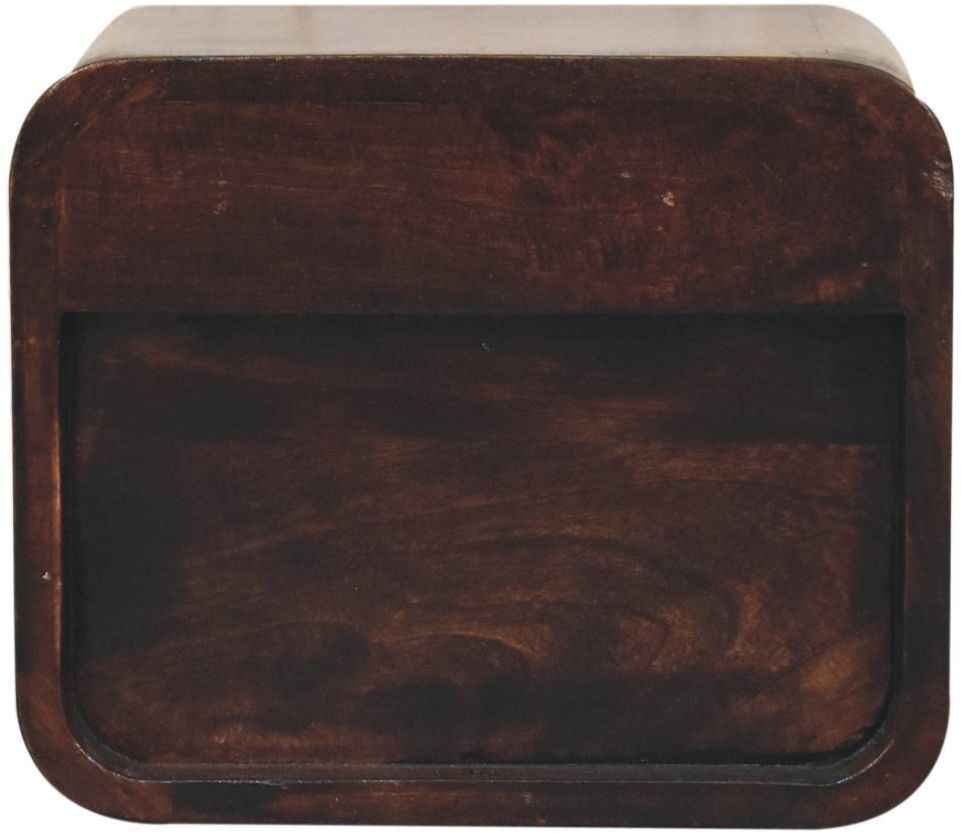Artisan - Mini Curved California Walnut Wall Mounted Bedside With Open Slot
