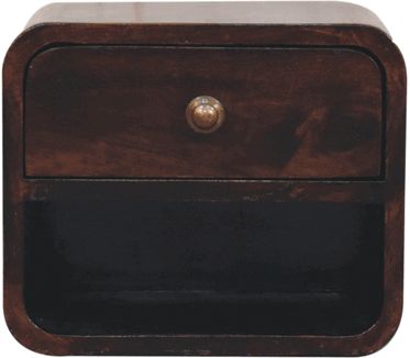 Artisan - Mini Curved California Walnut Wall Mounted Bedside With Open Slot