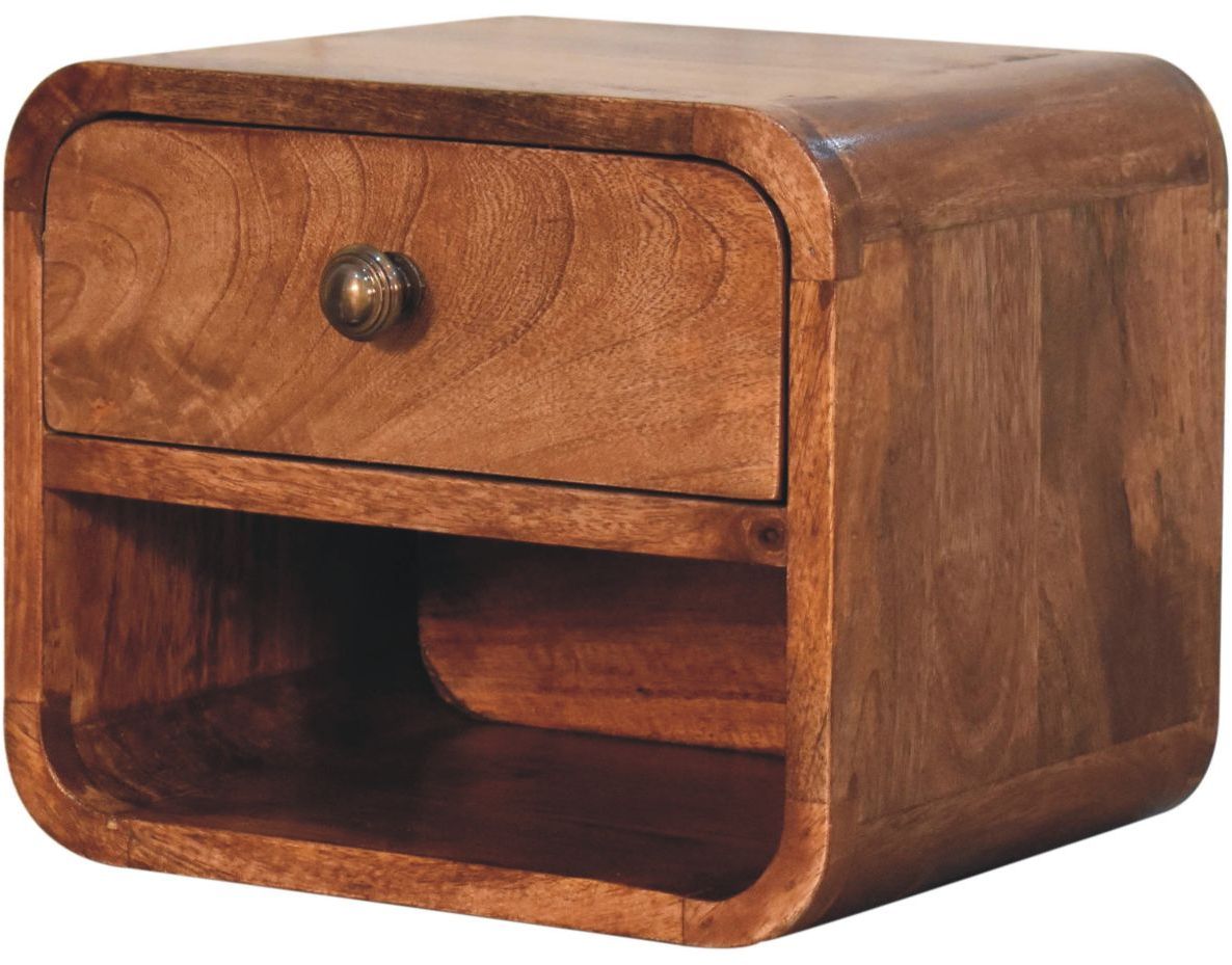 Artisan - Mini Honey Caramel Wall Mounted Bedside With Open Slot