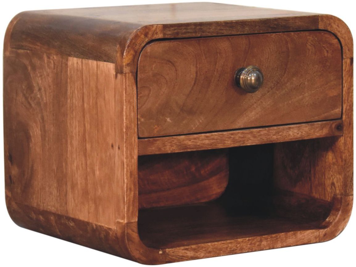 Artisan - Mini Honey Caramel Wall Mounted Bedside With Open Slot