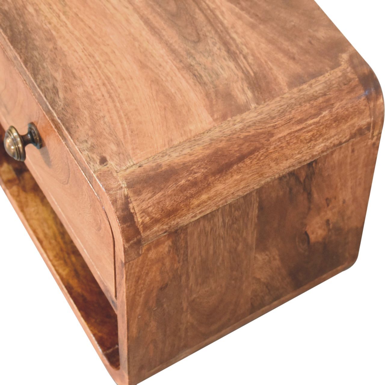 Artisan - Mini Honey Caramel Wall Mounted Bedside With Open Slot