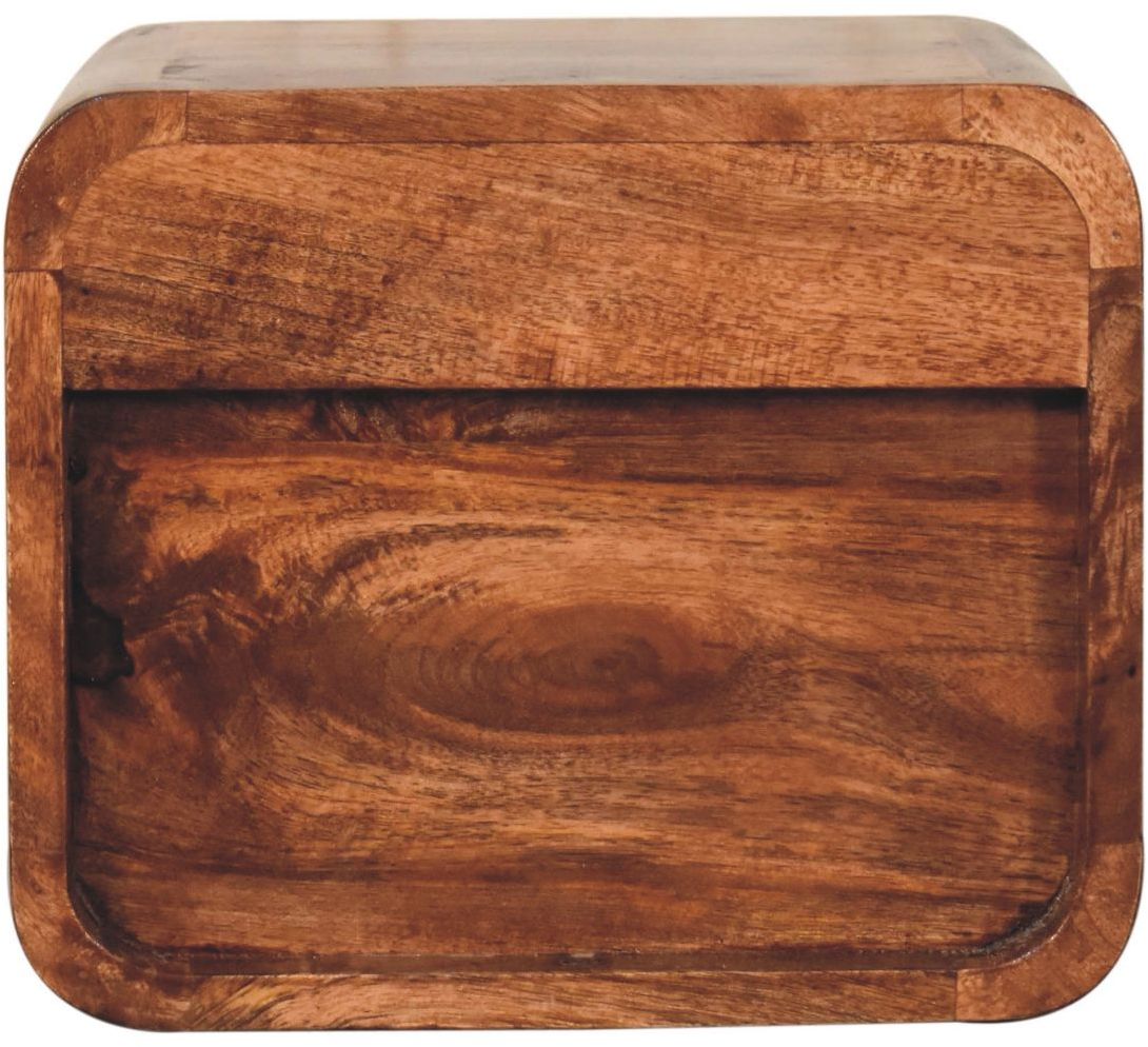 Artisan - Mini Honey Caramel Wall Mounted Bedside With Open Slot