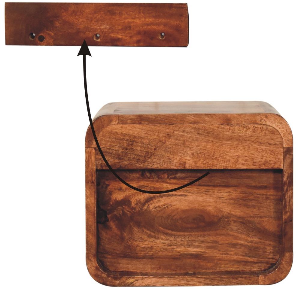 Artisan - Mini Honey Caramel Wall Mounted Bedside With Open Slot
