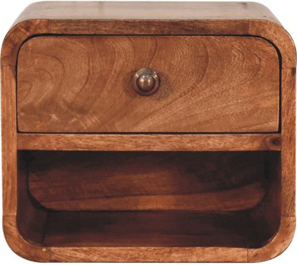 Artisan - Mini Honey Caramel Wall Mounted Bedside With Open Slot