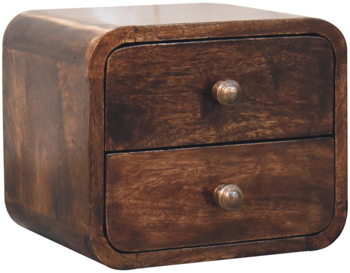 Artisan - Mini Curved California Walnut Wall Mounted Bedside