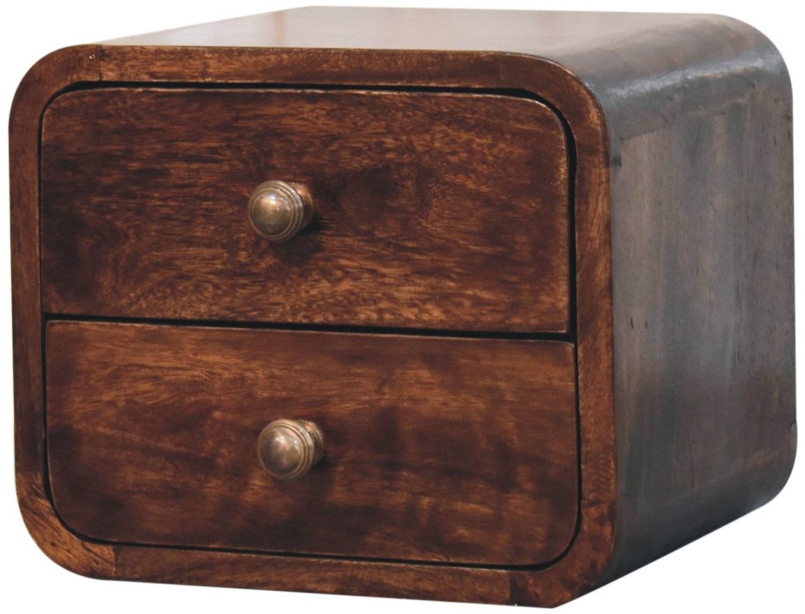 Artisan - Mini Curved California Walnut Wall Mounted Bedside