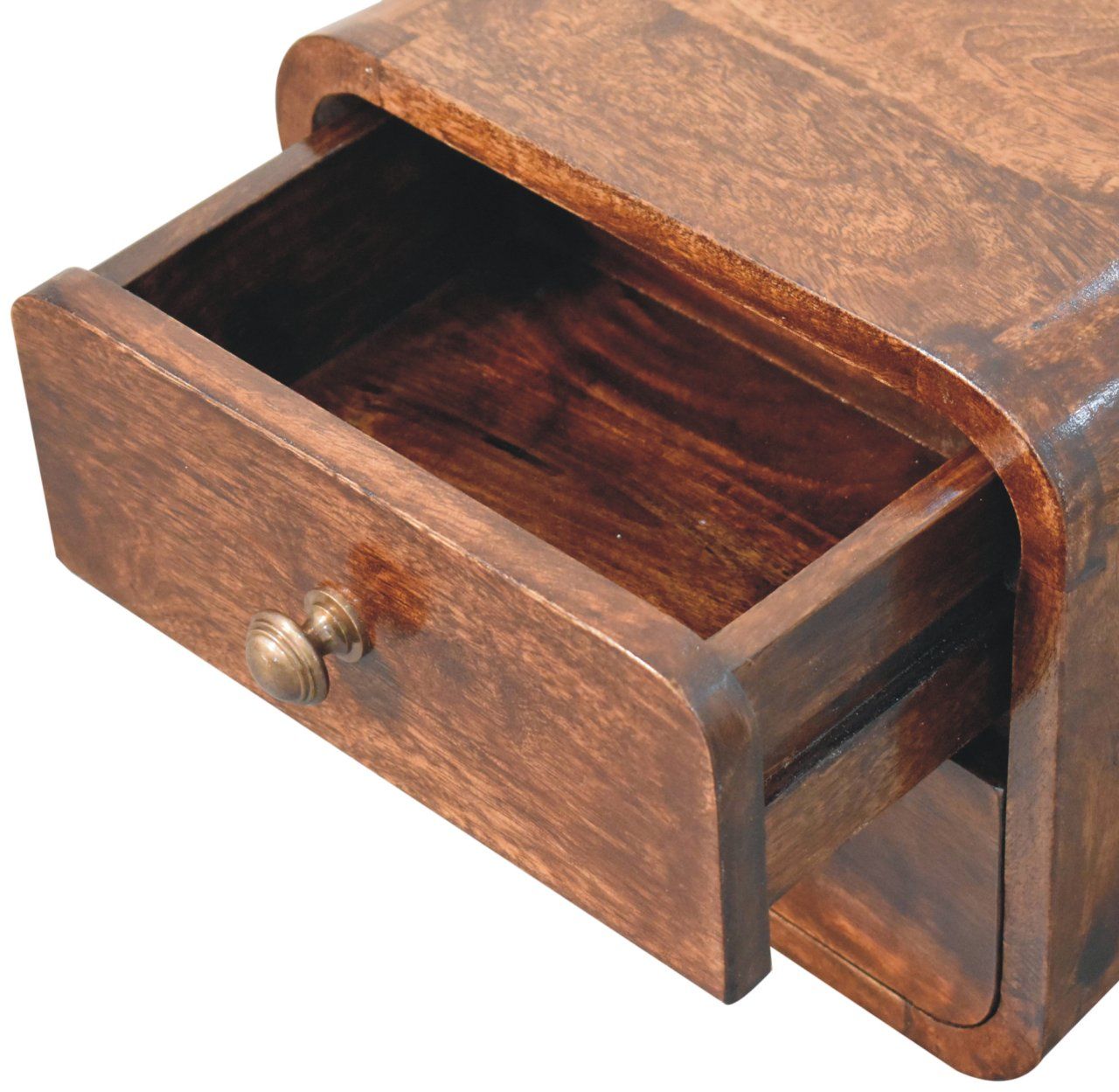 Artisan - Mini Curved California Walnut Wall Mounted Bedside