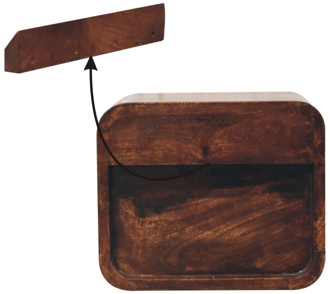 Artisan - Mini Curved California Walnut Wall Mounted Bedside