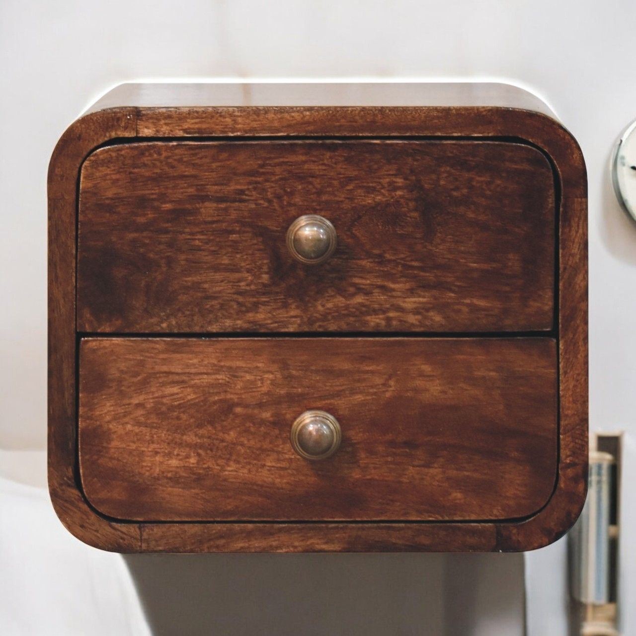 Artisan - Mini Curved California Walnut Wall Mounted Bedside