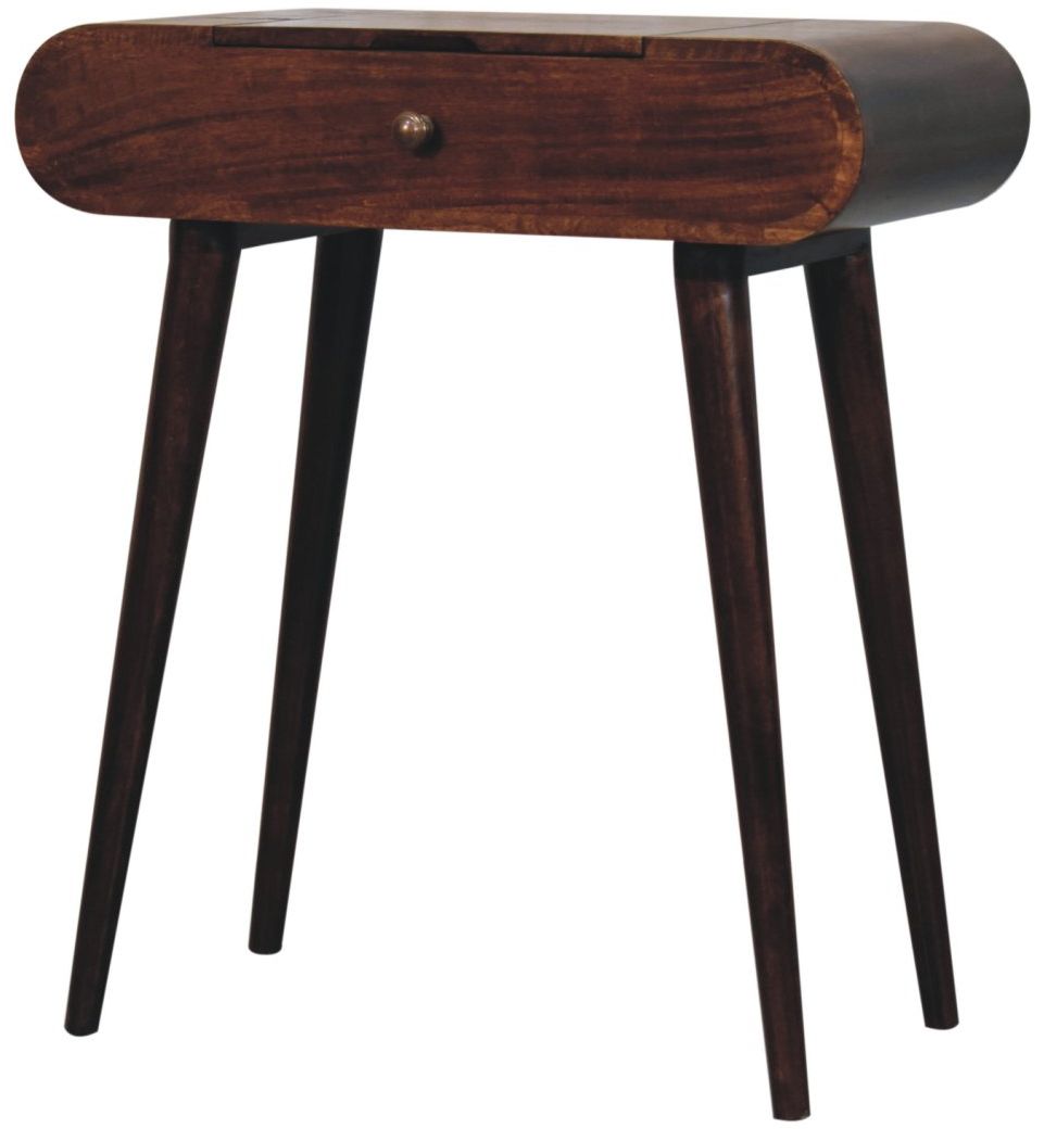 Artisan - Mini California Walnut Dressing Table With Foldable Mirror
