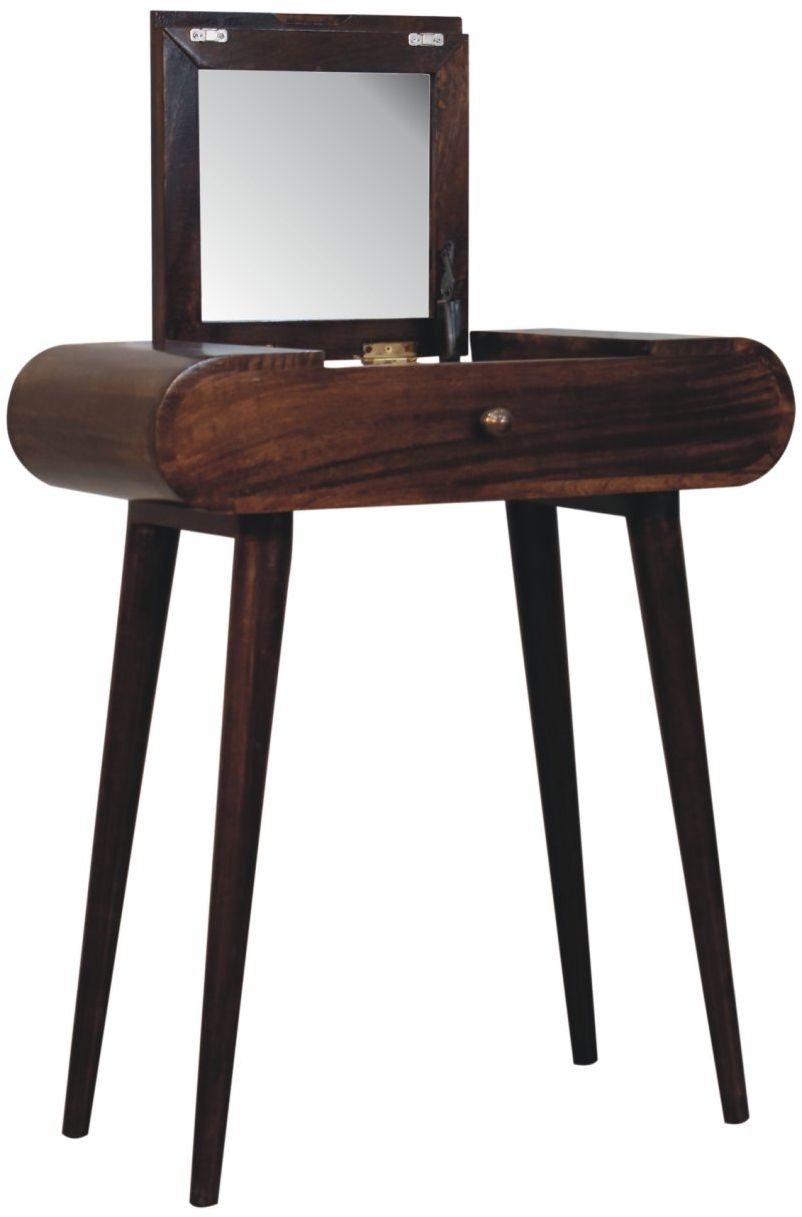Artisan - Mini California Walnut Dressing Table With Foldable Mirror