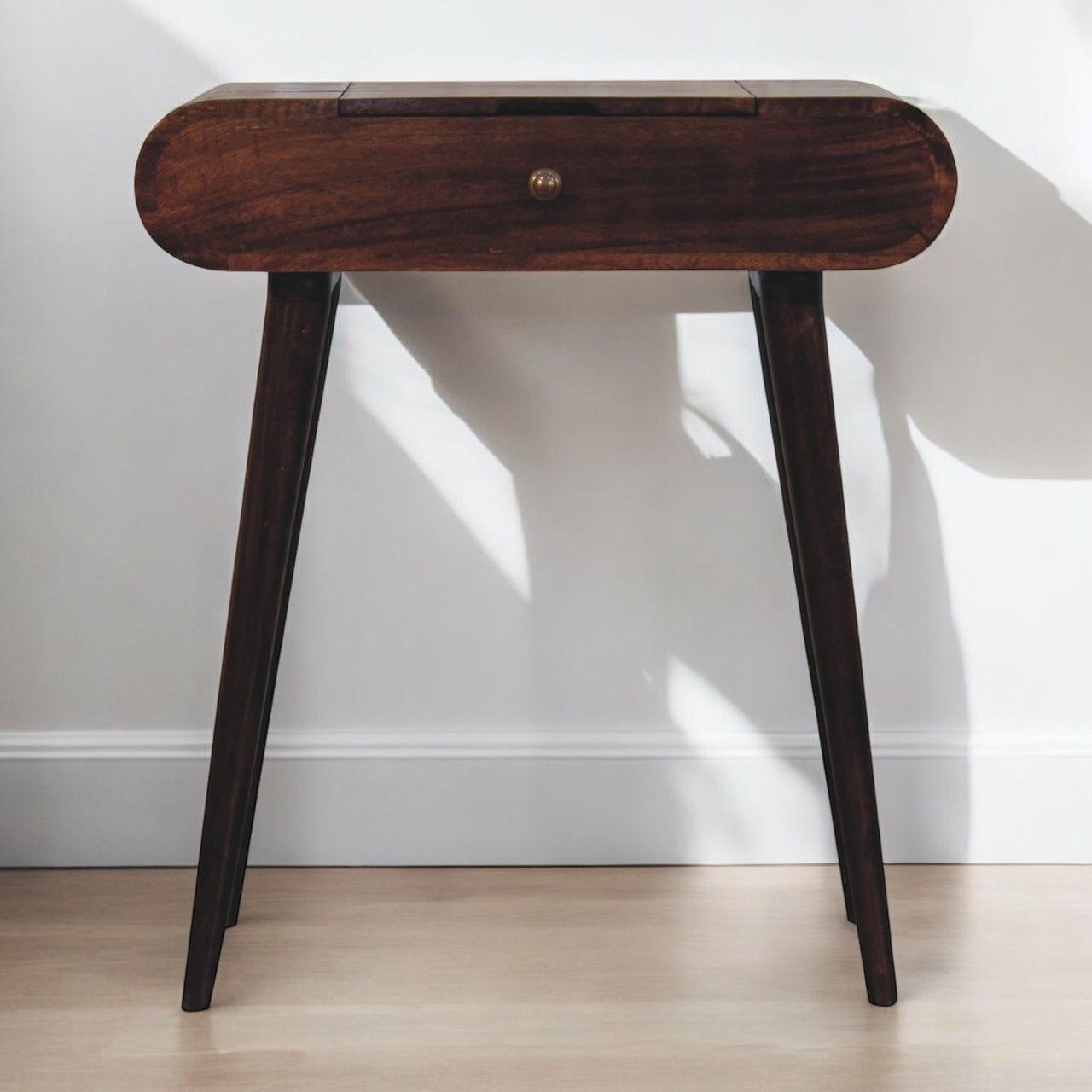 Artisan - Mini California Walnut Dressing Table With Foldable Mirror