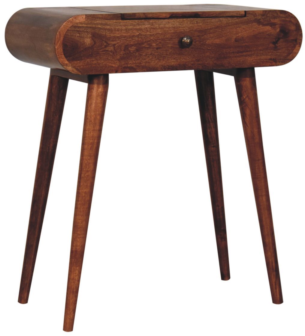 Artisan - Mini Honey Caramel Dressing Table With Foldable Mirror